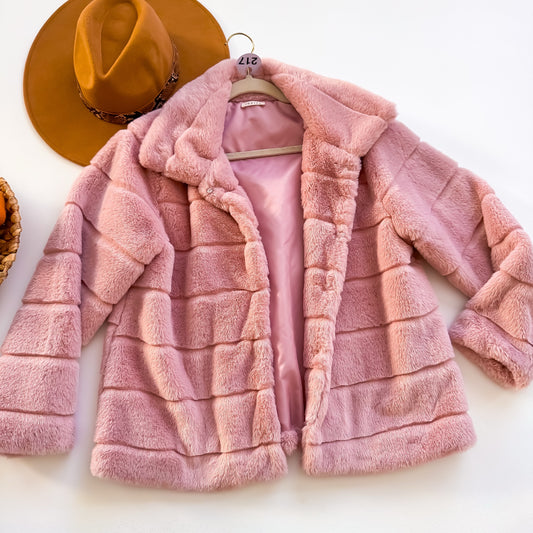 Pink Pumpkin Plush Paneled Jacket
