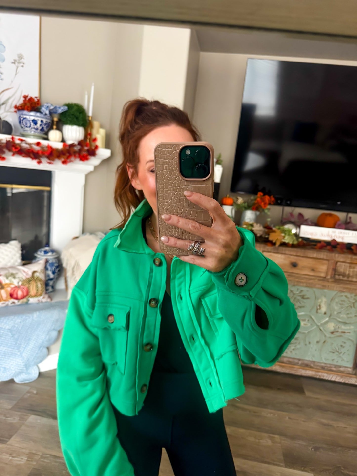 Apple Orchard Crop Shacket green close up