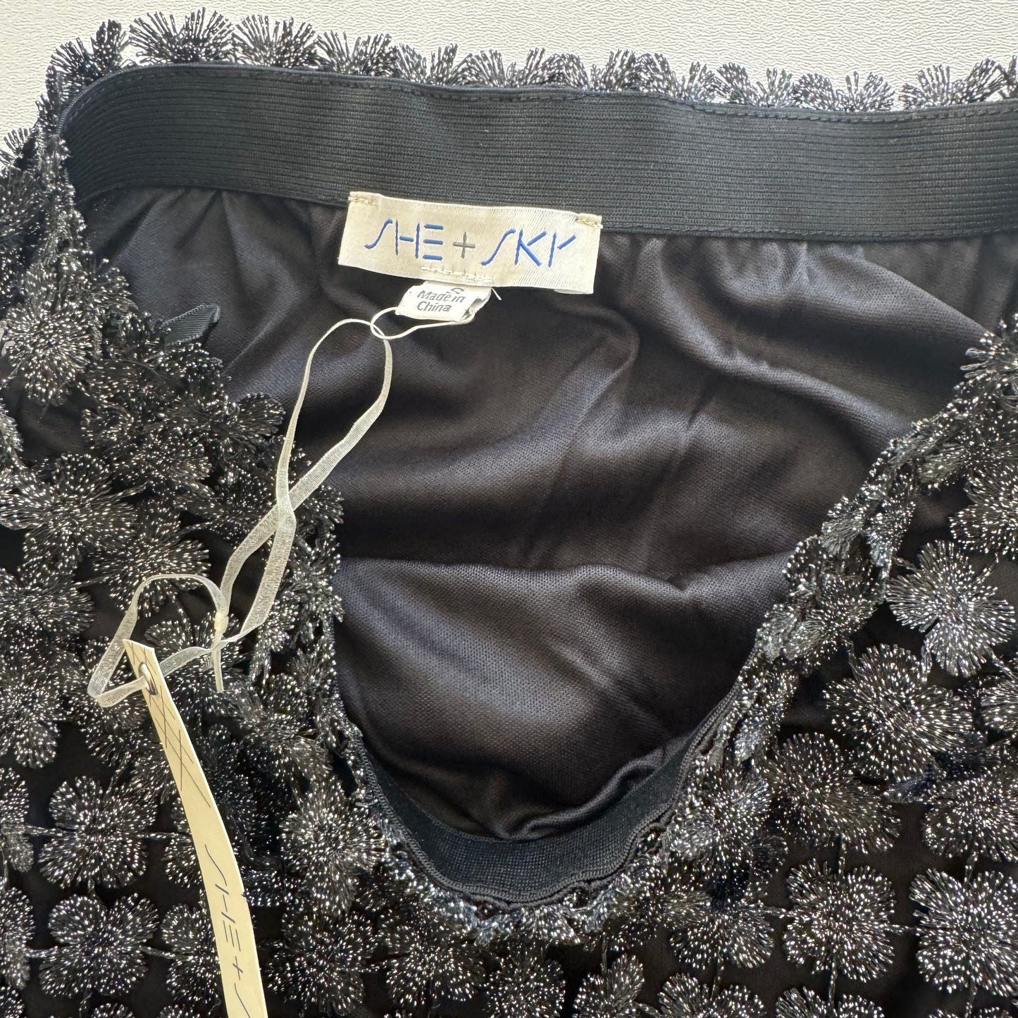 Sugar Plum Sparkle - Lurex Mixed Crochet Lace Skirt With Elastic Waist