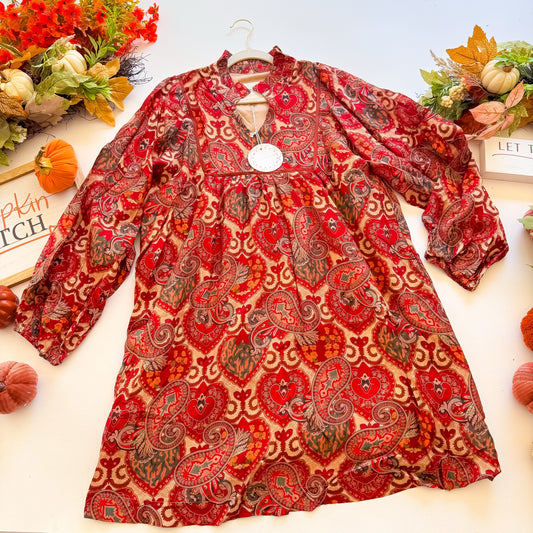 Spiced Chai Paisley Dress