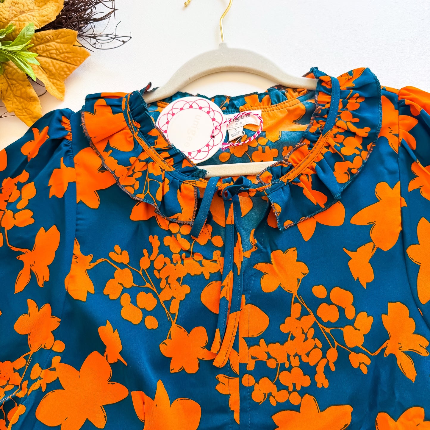 Harvest Bloom Ruffle Neck Blouse