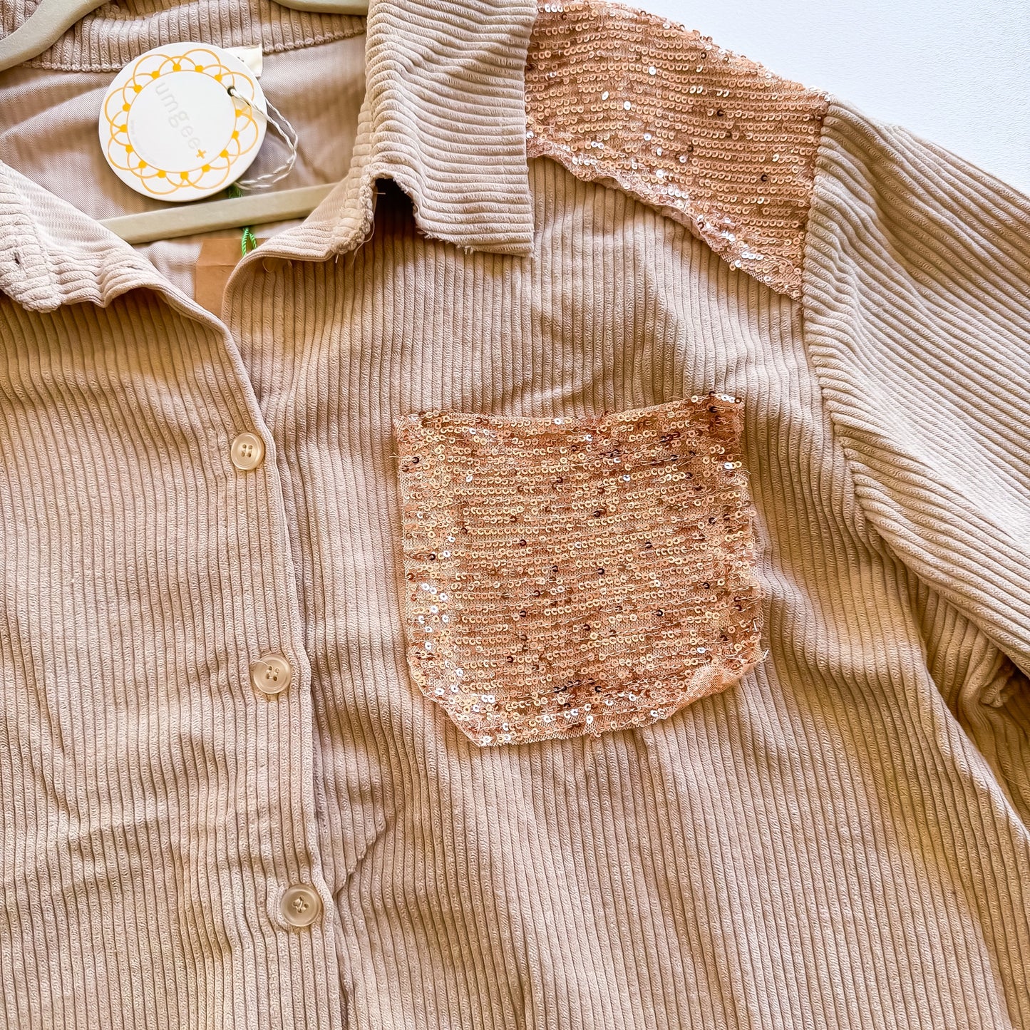 Rose Gold Hayride Sequin Cord Shacket