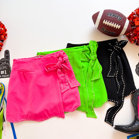 Game Day Glam Rhinestone Bow Skirt