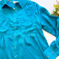 Teal Tidings Satin Shirt Dress