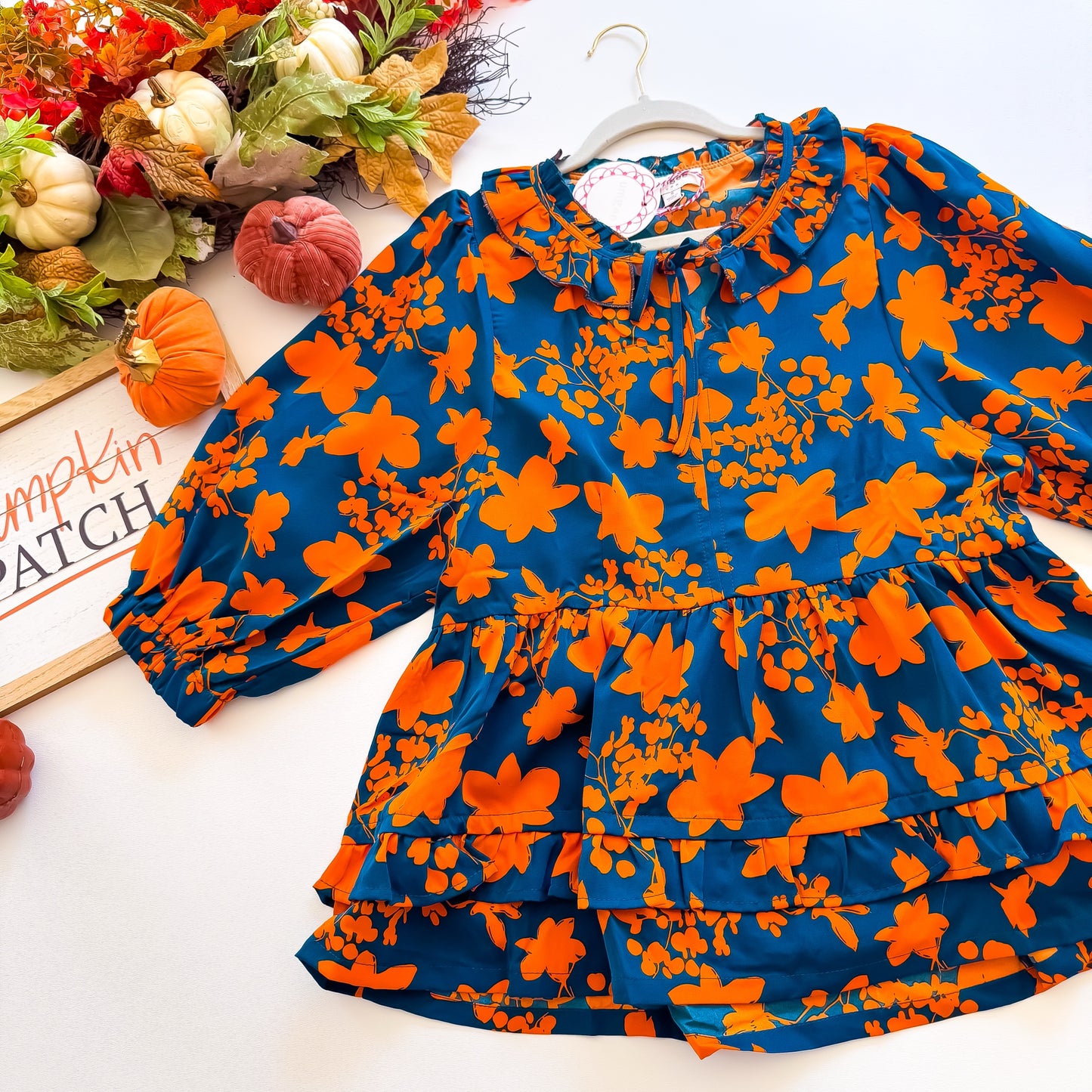 Harvest Bloom Ruffle Neck Blouse