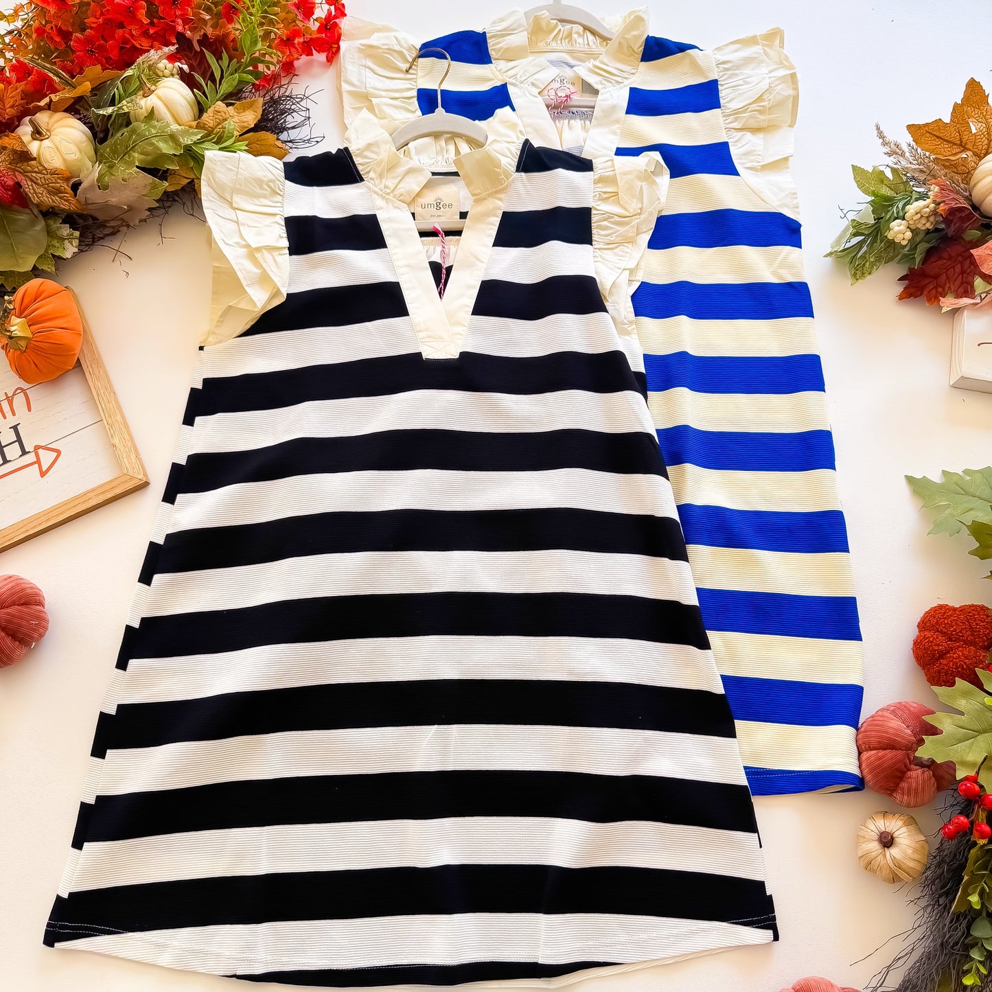 Sunday Brunch Stripe Ruffle Sleeve Dress