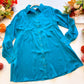 Teal Tidings Satin Shirt Dress