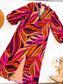 Autumn Palette Abstract Leaf Embroidered Trim Maxi Dress