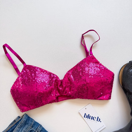 Disco Darling Pink Sequin Bralette