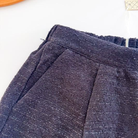 Black Tweed Shorts with Pockets