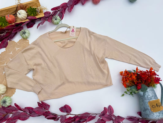 Oatmeal Latte Cropped Sweater by Easel