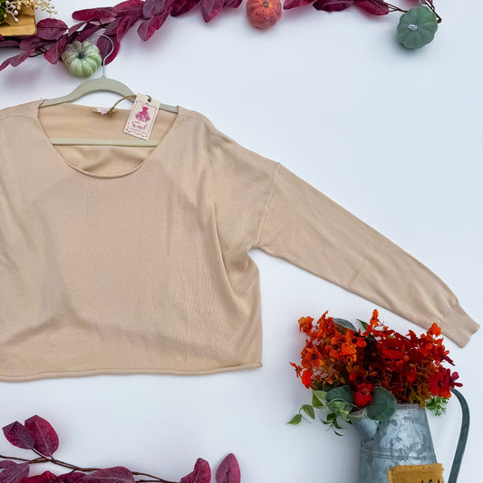 Oatmeal Latte Cropped Sweater by Easel