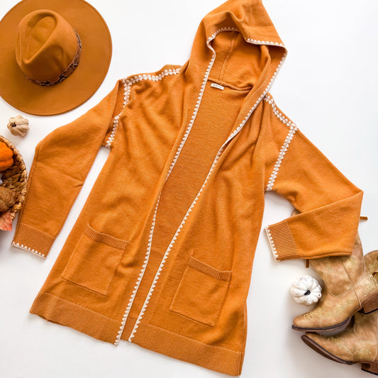 Cinnamon Stitch Hooded Cardigan
