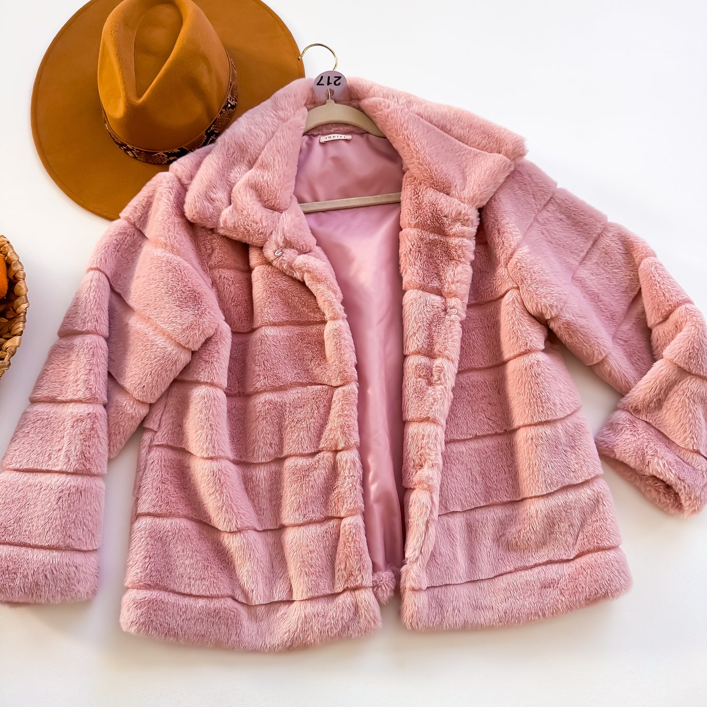 Pink Pumpkin Plush Paneled Jacket