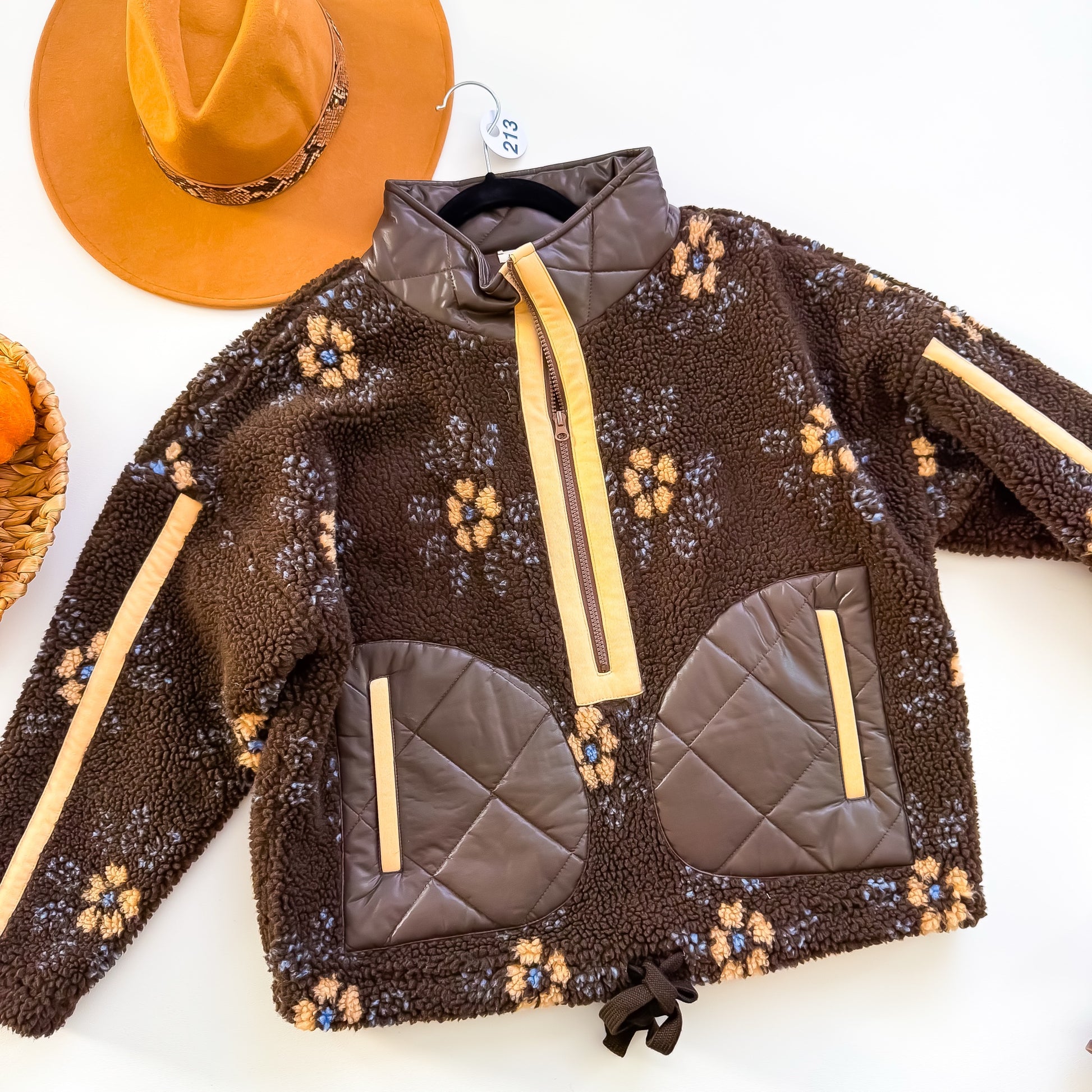 Daisy Hayride Floral Teddy Half Zip Pullover