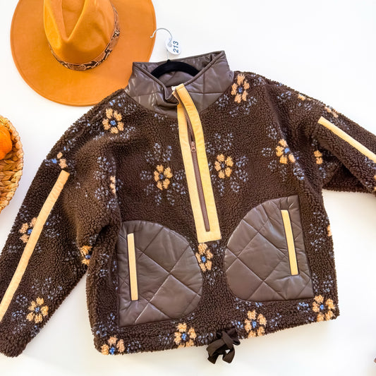 Daisy Hayride Floral Teddy Half Zip Pullover