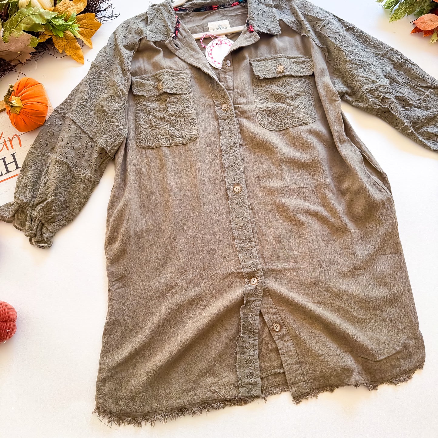 Mossy Meadow Eyelet Shirt Jacket