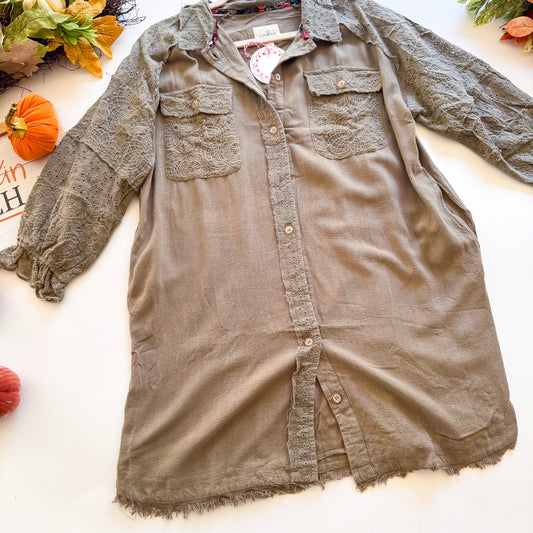 Mossy Meadow Eyelet Shirt Jacket