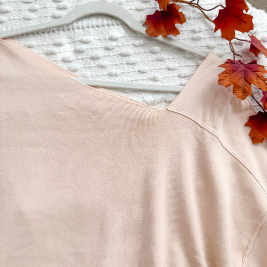 Apricot Cider Asymmetric Neck Knit Sweater