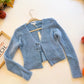 Cozy Cabin Cuddle - Long Sleeve Fuzzy Knit Front Tied Sweater Cardigan