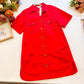 Candy Apple Cutie - Short Sleeve Button Down Shirt Mini Dress With Pockets