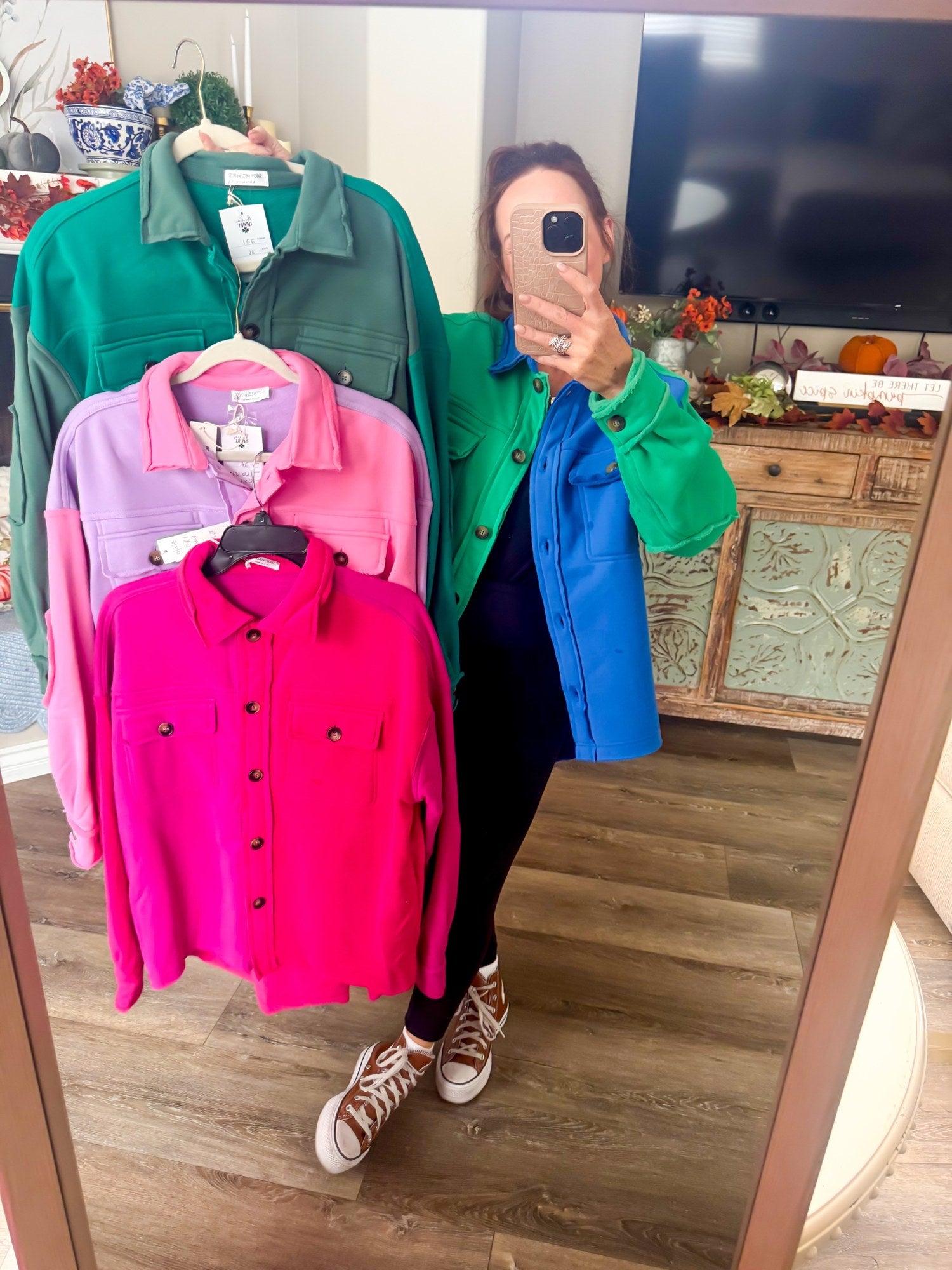 Harvest Hues Colorblock Shacket in all colors