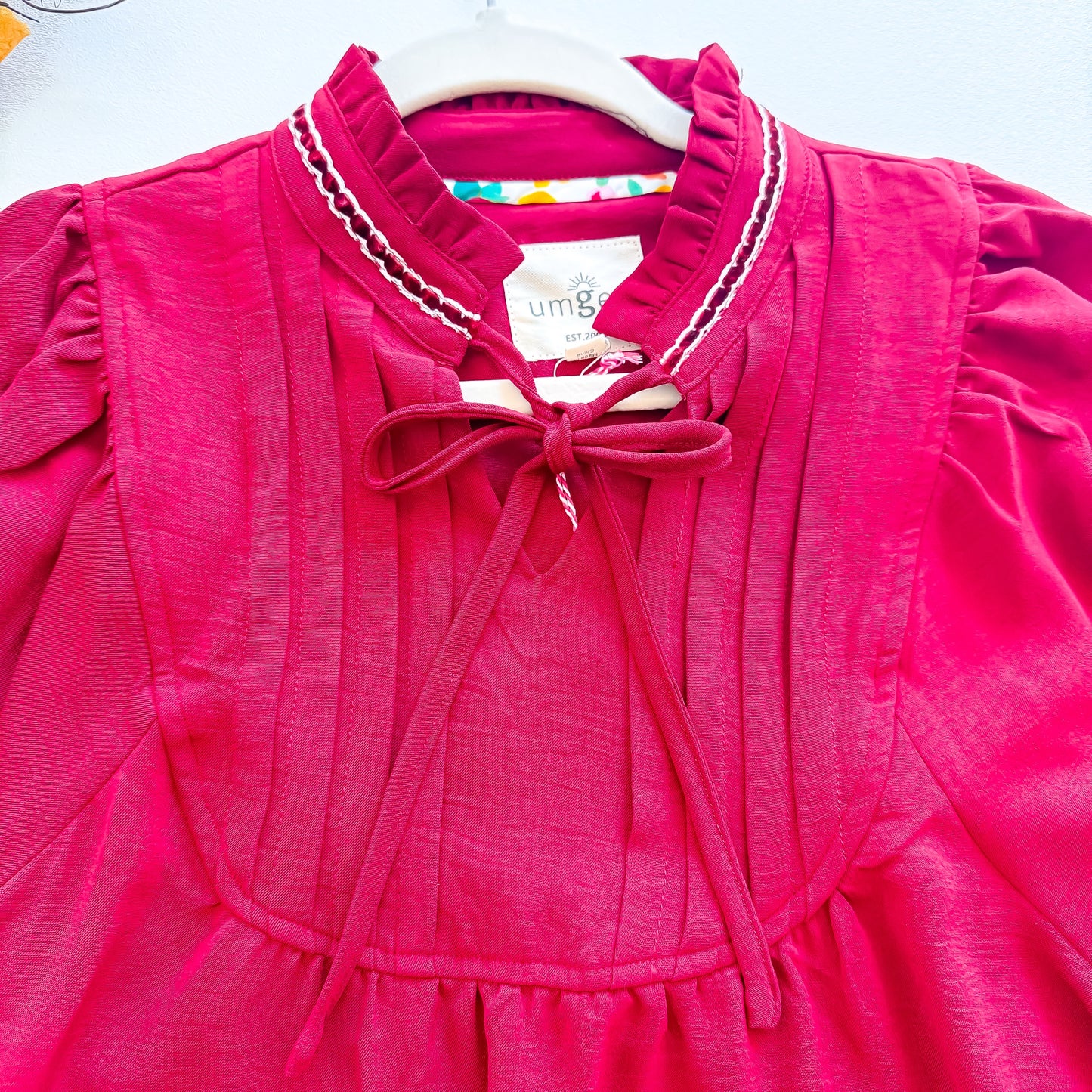 Spiced Cranberry Ruffle Neck Blouse