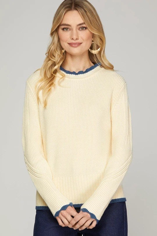 Cream Cloud Ruffle Sweater
