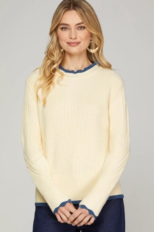 Cream Cloud Ruffle Sweater