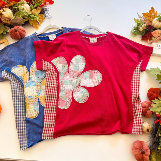 Patchwork Daisy Gingham Side Tee