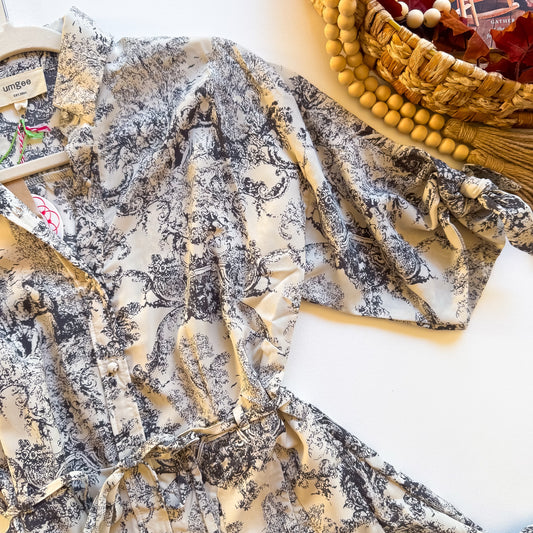 Toile Meadow Belted Shirt Dress sleeve and waist tie