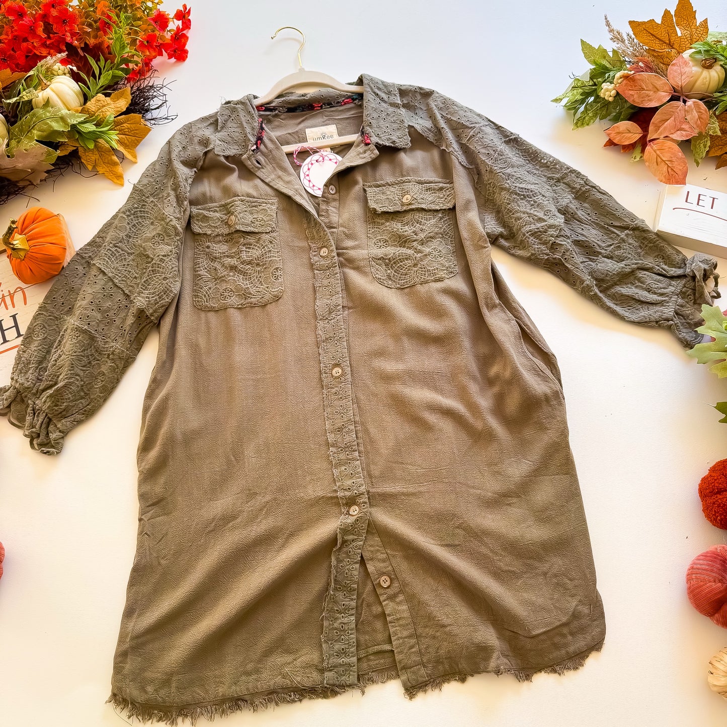 Mossy Meadow Eyelet Shirt Jacket