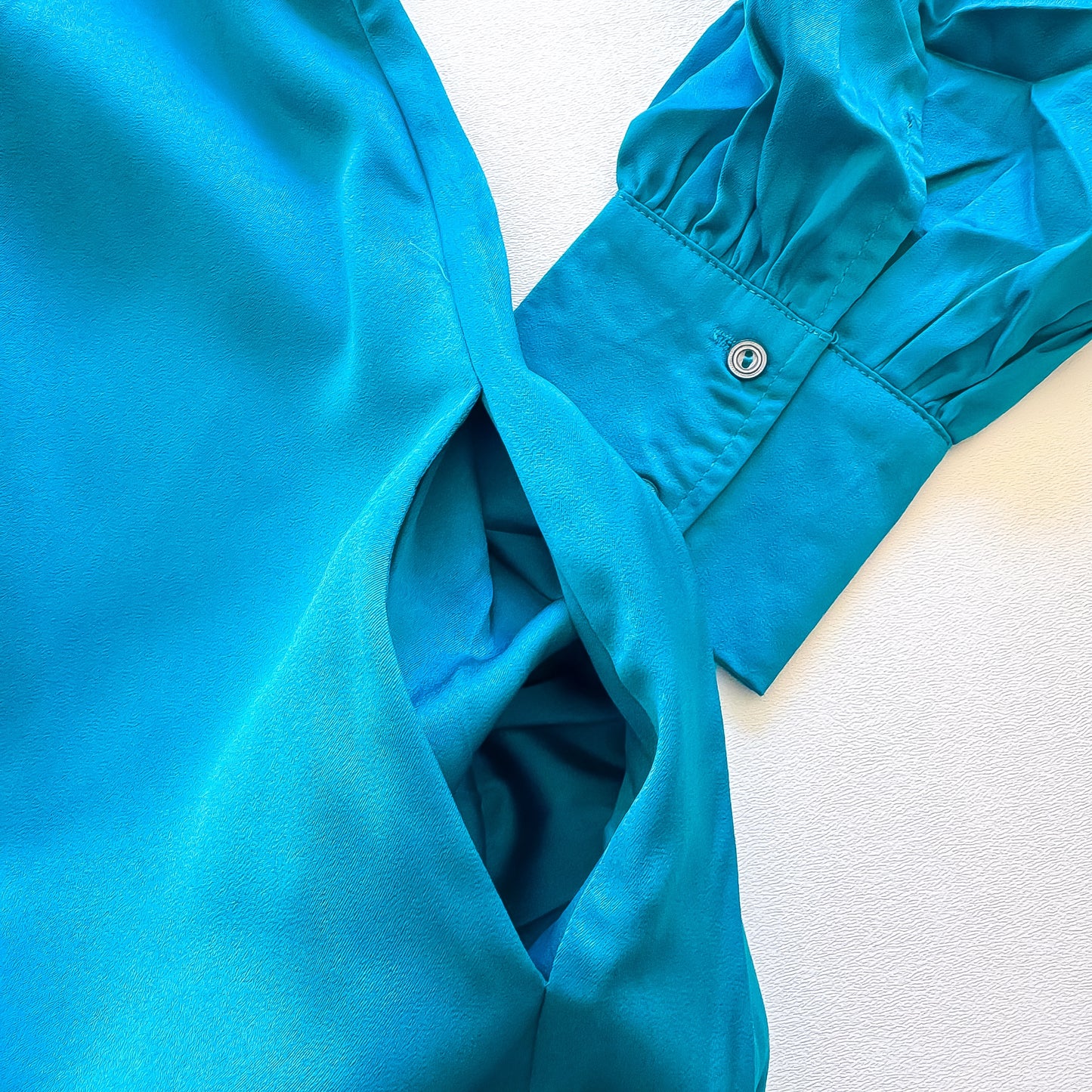 Teal Tidings Satin Shirt Dress