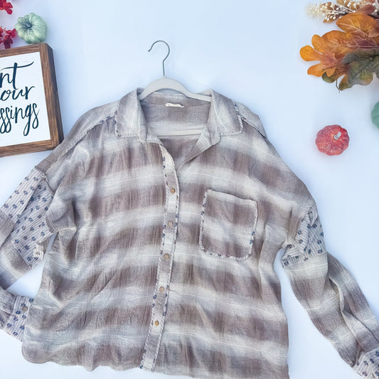 Hayride Haze Striped Button-Up