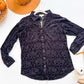 Umgee black glitter velvet burnout button front shirt