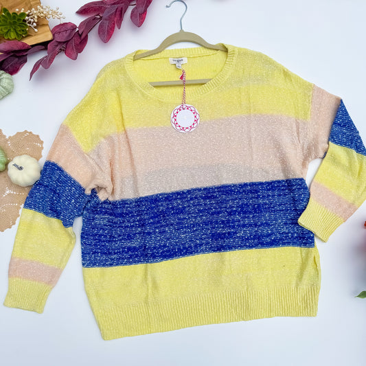 Lemon Sorbet Color Block Lightweight Sweater