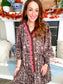 Brambleberry Leopard Ruffle Trim Shirt Dress
