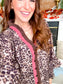 Brambleberry Leopard Ruffle Trim Shirt Dress close-up