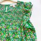 Meadow Harvest - Butterfly Sleeve Smocked Woven Floral Print Dress