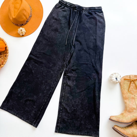 Smoky Night Mineral Wash Wide Leg Pants