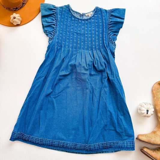 Blue Bell Pintuck Flutter Sleeve Denim Dress