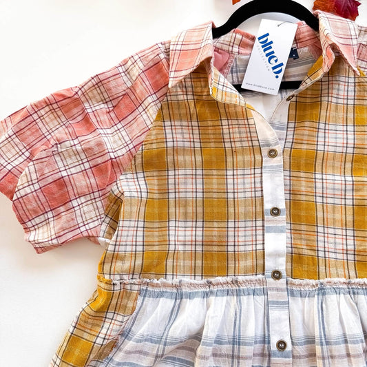 Harvest Patchwork Plaid Babydoll Top