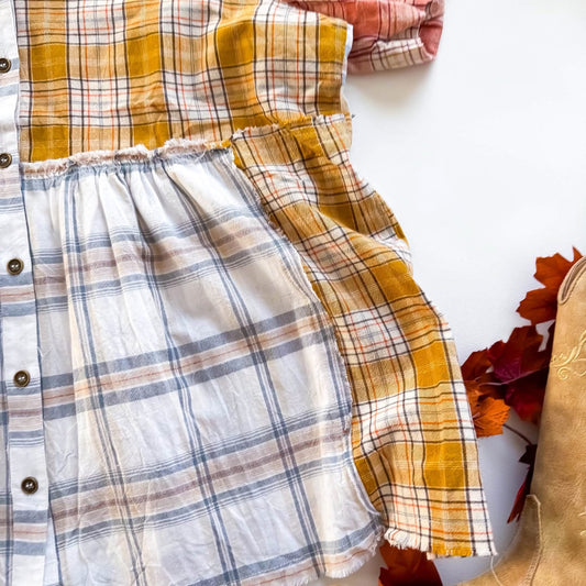 Harvest Patchwork Plaid Babydoll Top