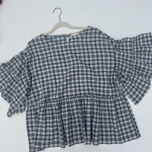 Blue Ridge Plaid Ruffle Peplum Top