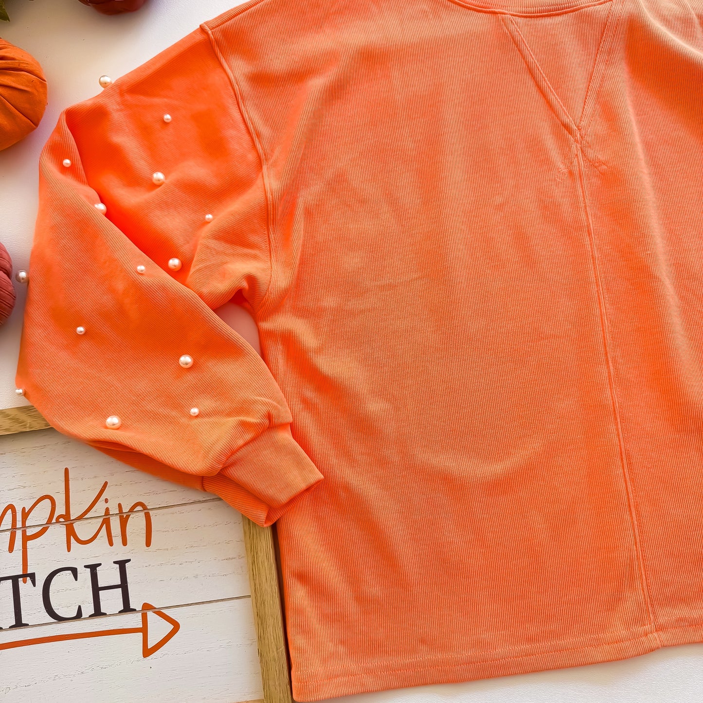 Pumpkin Spice Pearl - Long Sleeve Pearl Heavy Knit Top
