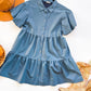 Lagoon Luxe Faux Leather Tiered Shirt Dress