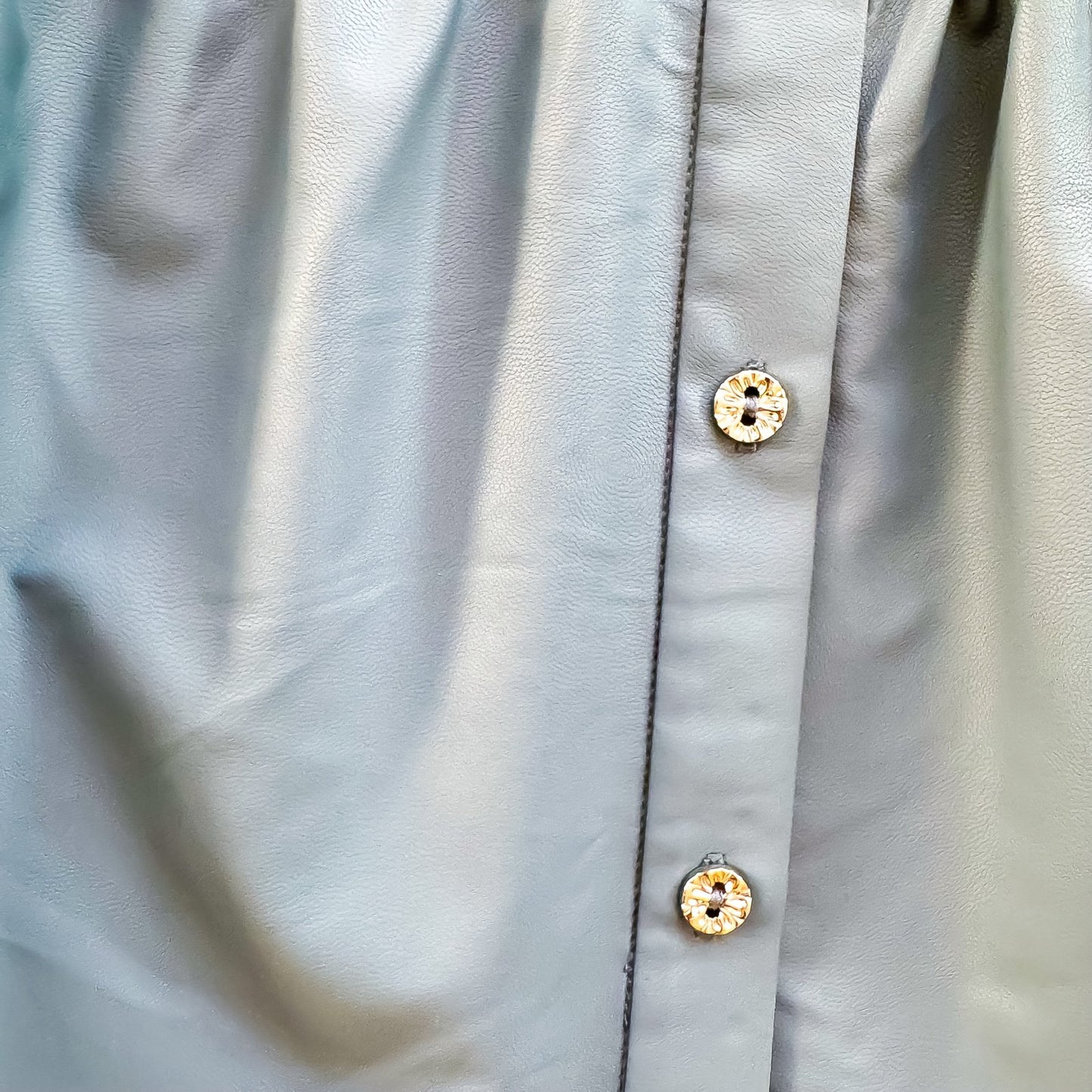 Lagoon Luxe Faux Leather Tiered Shirt Dress button detail