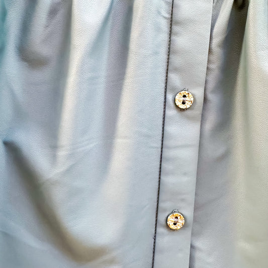 Lagoon Luxe Faux Leather Tiered Shirt Dress button detail