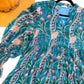 Peacock Garden Smocked Cuff Tiered Mini Dress detail