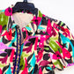 Abstract Art Puff Sleeve Embroidered Placket Shirt Dress detail